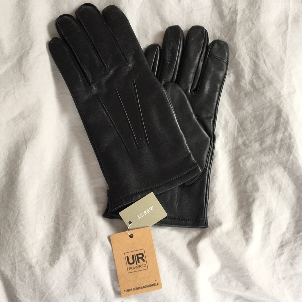 JCrew leather gloves with cashmere lining